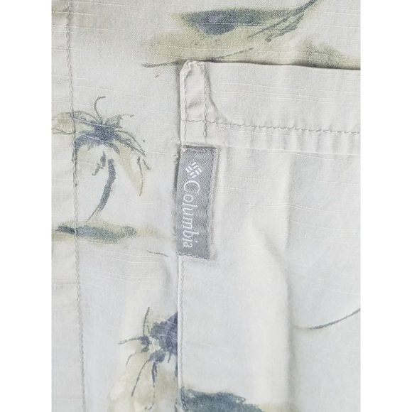 Mens Columbia Sportswear Company 2 Tone Green Palm Trees Hawaiian Tropical M - Picture 3 of 9